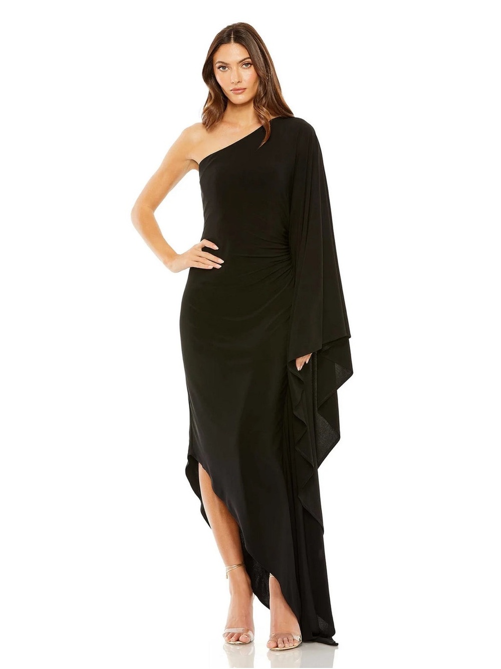MACDUGGAL XS NEW WITH TAGS ONE SHOULDER CAPE SLEEVE DRESS $398msrp